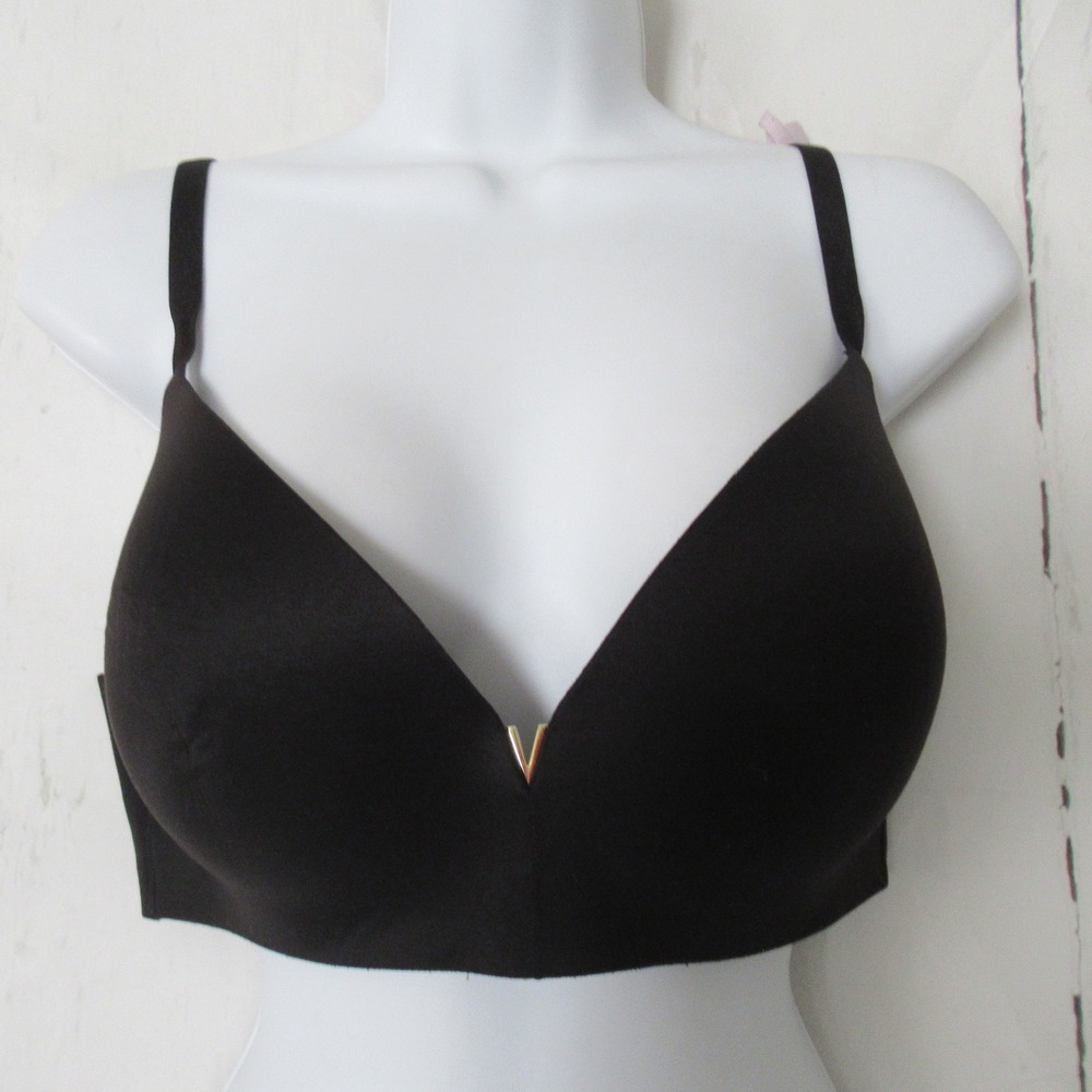 Victorias Secret Bra 38C Black Padded No Wire Dream Angels Bralette Back Closure